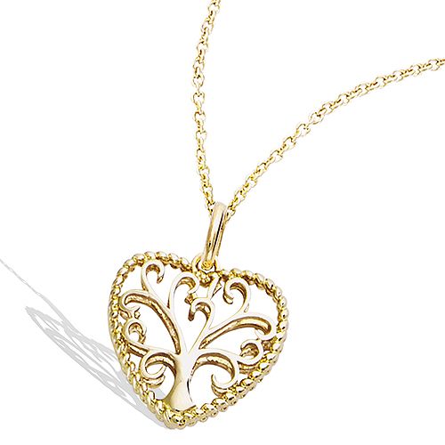 Pendentif cœur arbre de vie ajouré - Plaqué Or