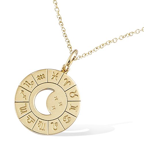 Pendentif disque lune évidé - Plaqué Or