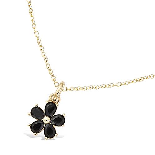 Pendentif fleur oxydes noirs - Plaqué Or