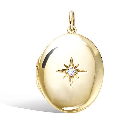 Pendentif ovale étoile oxydes - Plaqué Or