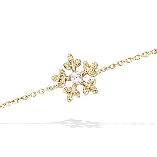 Bracelet flocon de neige oxydes blancs - Plaqué Or