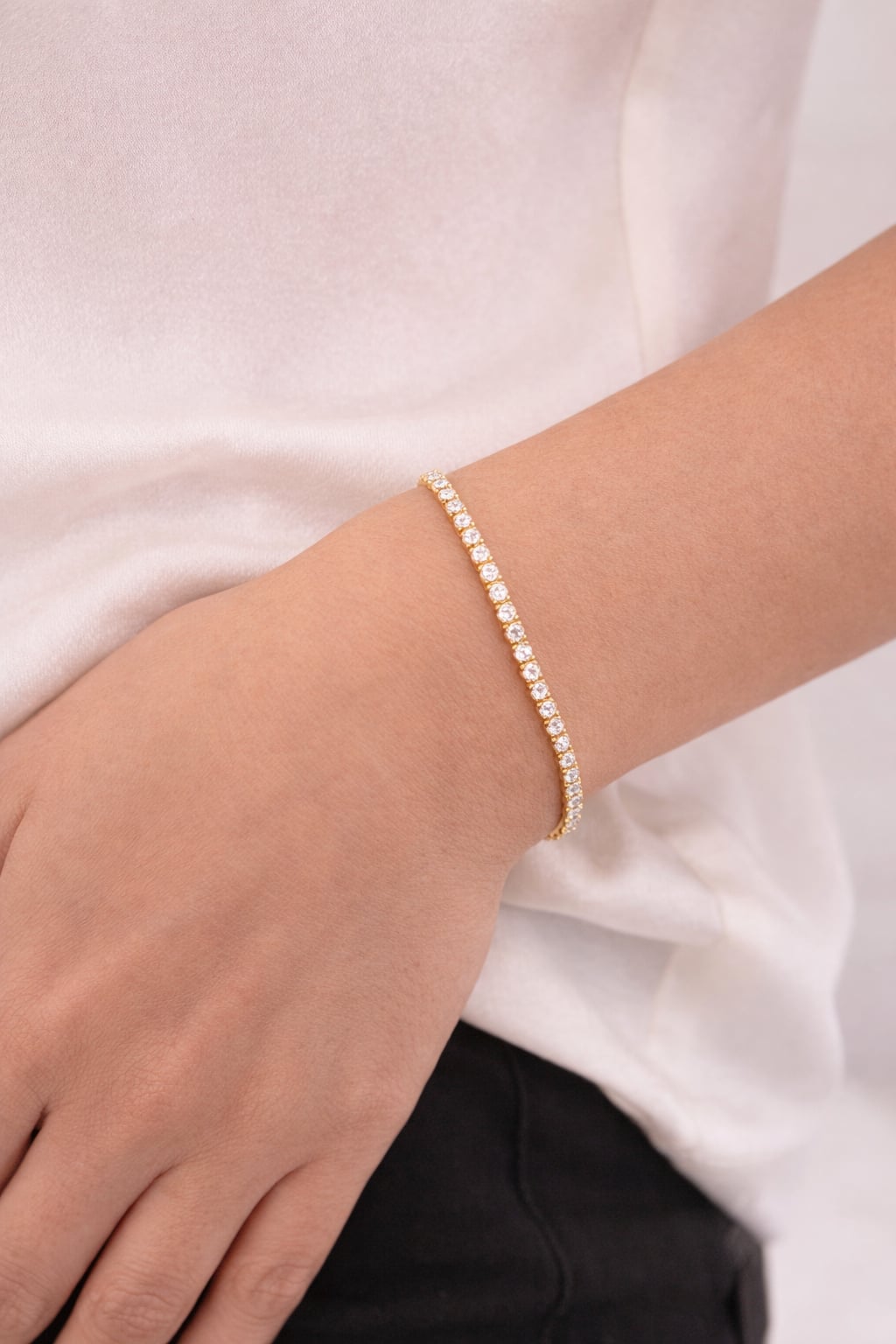 Bracelet rivière oxydes blancs - Plaqué Or