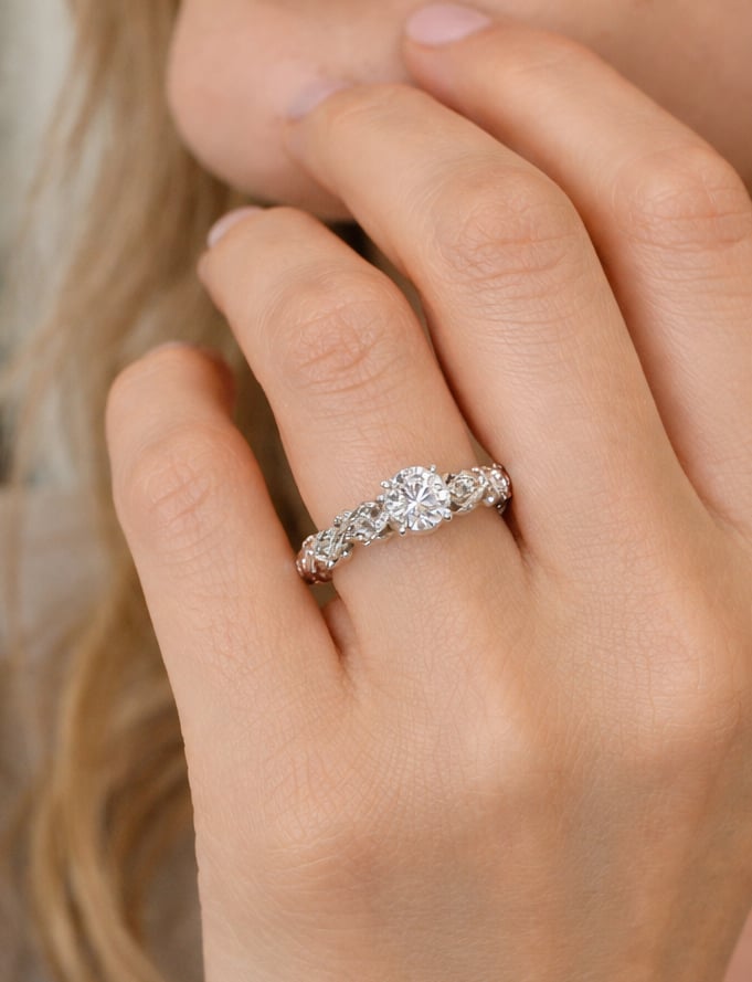 Bague - Solitaire rond ovale - Argent 925