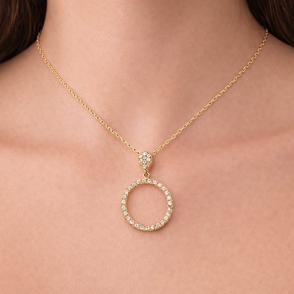 Collier cercle pavé oxydes de zirconium - Plaqué Or