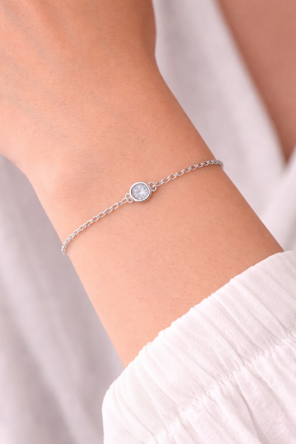 Bracelet rond oxyde blanc serti clos - Argent 925