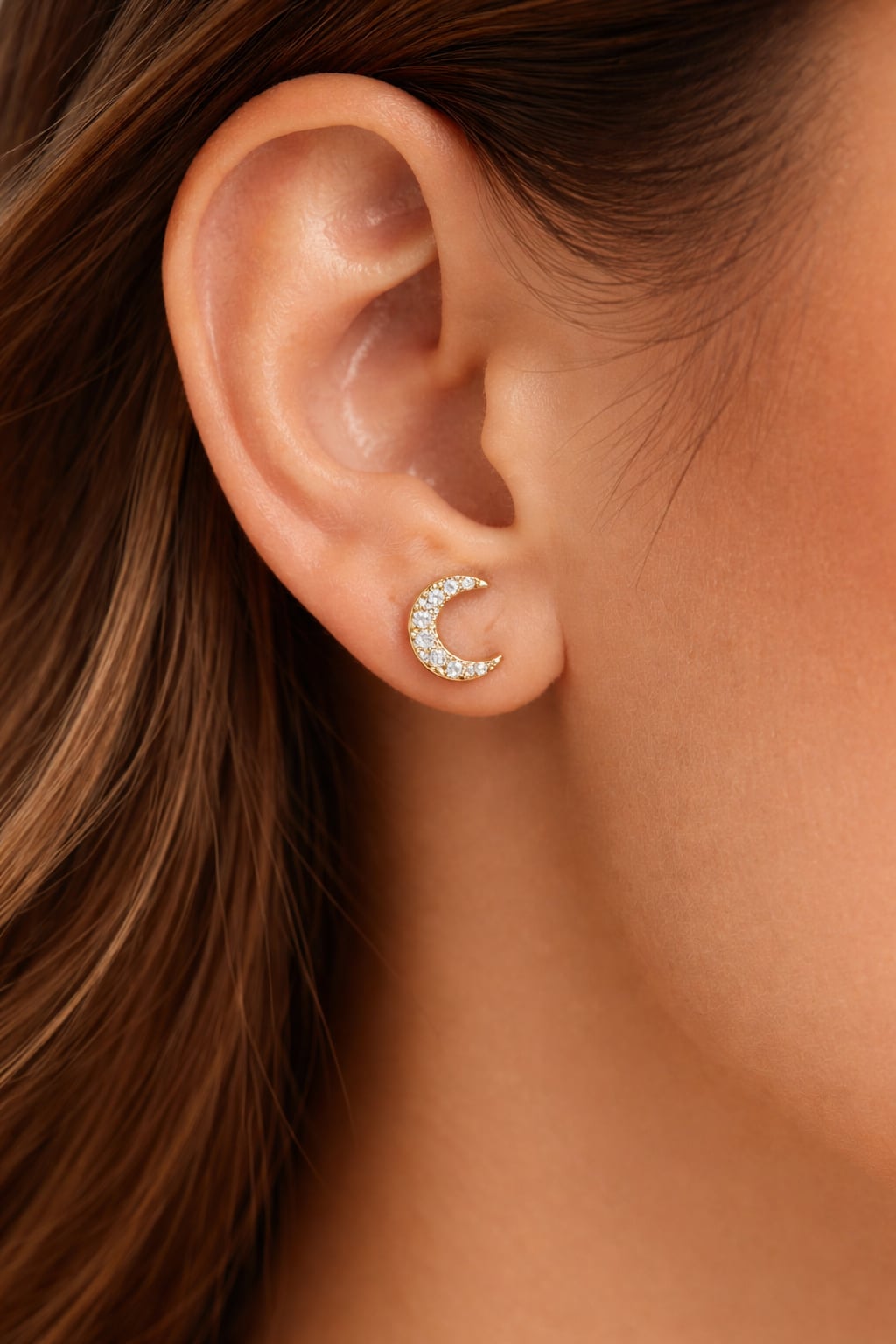 Boucles d’oreilles croissant de lune oxydes diamètre 7 mm - Plaqué Or