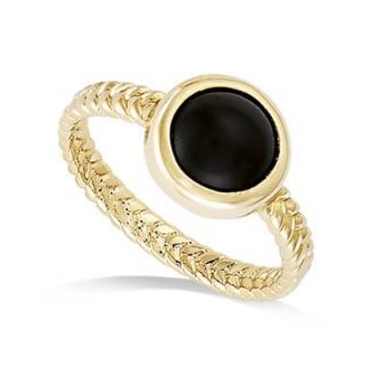 Bague tressée onyx naturelle - Plaqué Or