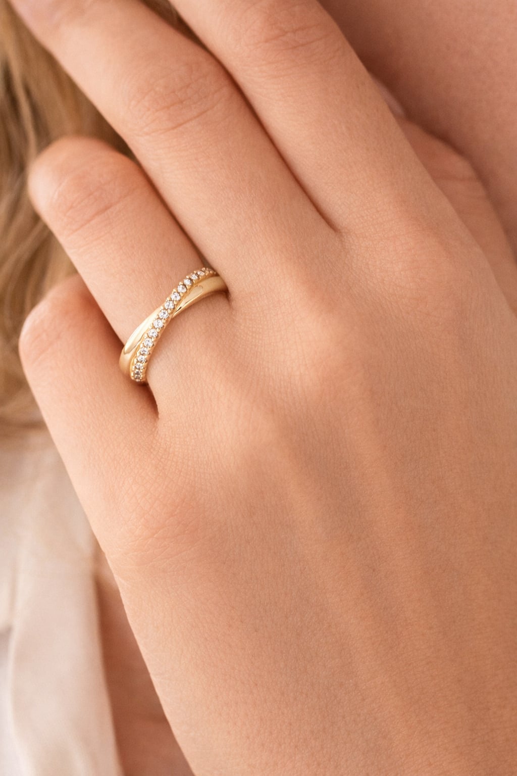 Bague - croisée - Plaqué Or