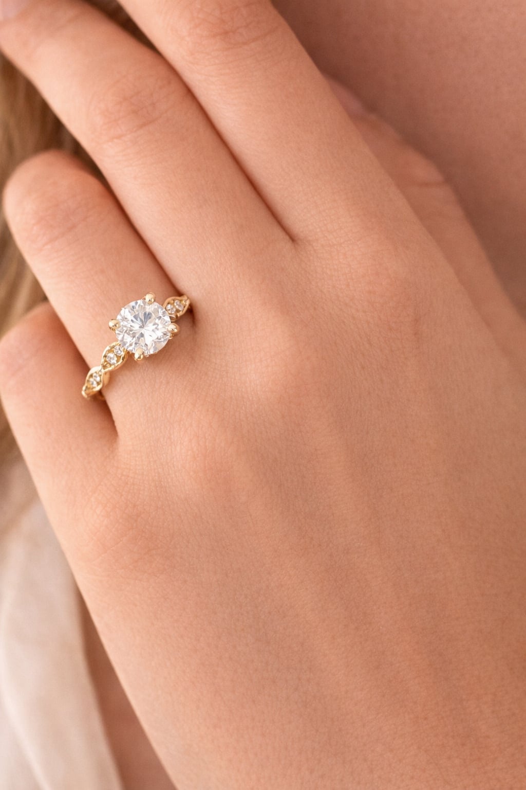 Bague - Solitaire -Plaqué Or