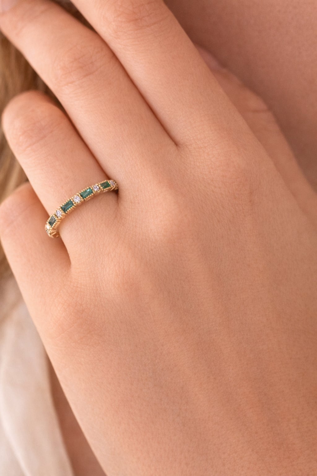 Bague - couleur Émeraude - Plaqué Or